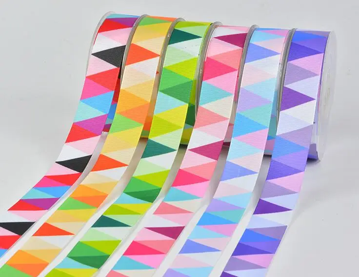 

17072804,New arrival 5 yards/lot triangle printed grosgrain ribbons cartoon ribbon DIY handmade materials