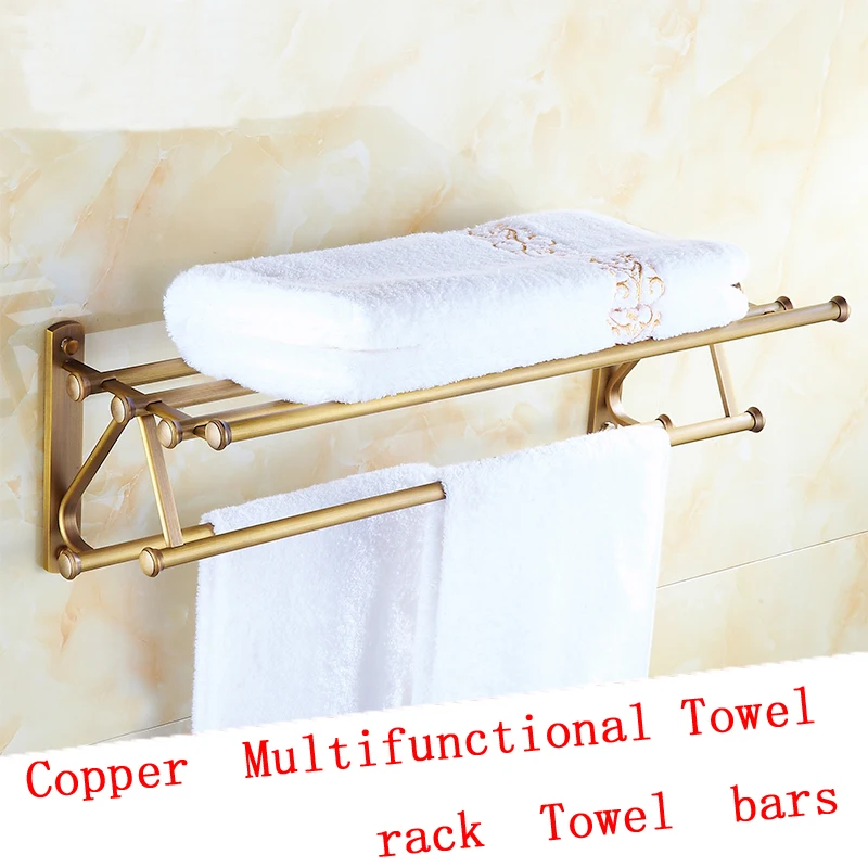 2 Types 55cm Brass brushed wall bathroom shelves, Fasion towel rack