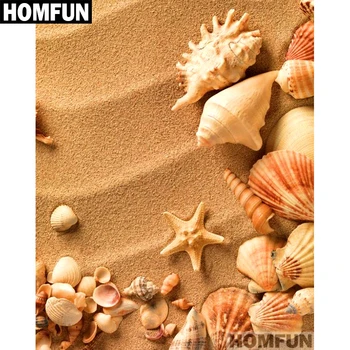 

HOMFUN Full Square/Round Drill 5D DIY Diamond Painting "Beach shells" Embroidery Cross Stitch 5D Home Decor Gift A01274