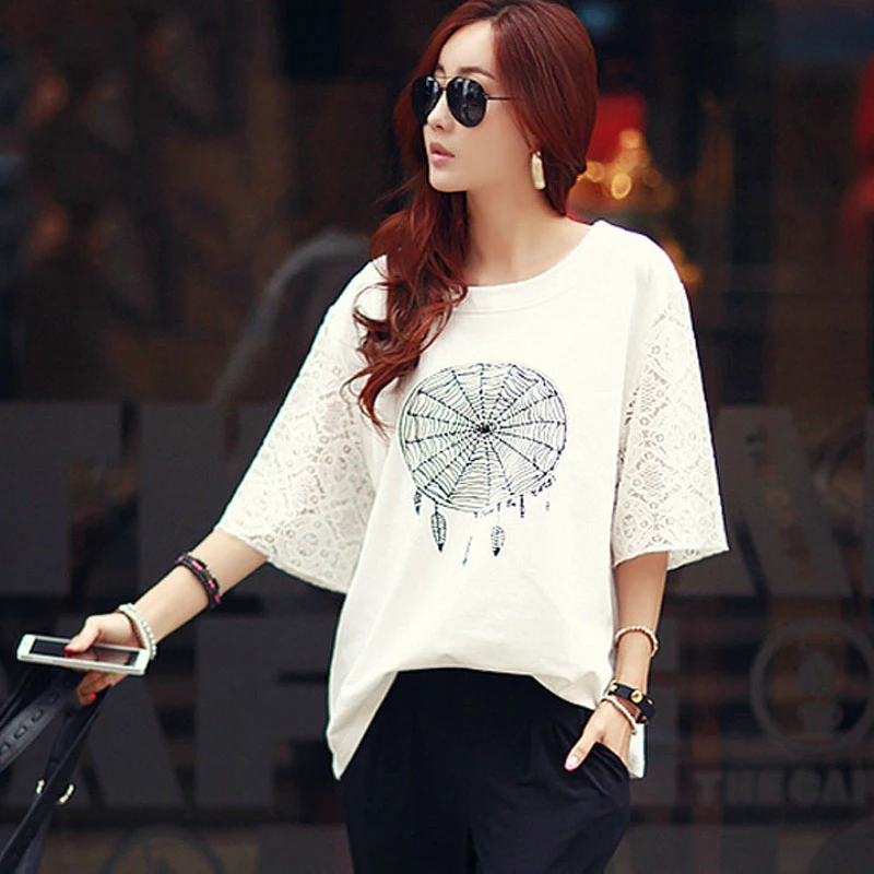 

Summer New women's T-shirt Korean style women shirt round neck Harajuku print t-shirt plus size T-shirt Women Clothing 2019