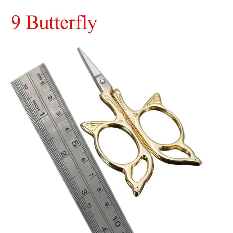 Рукоделие Thrum Fancywork Dressmake Scissor ткань резьба ножницы швейная игла Вышивка крестом портной пряжи винтажная отделка - Цвет: Gold Butterfly