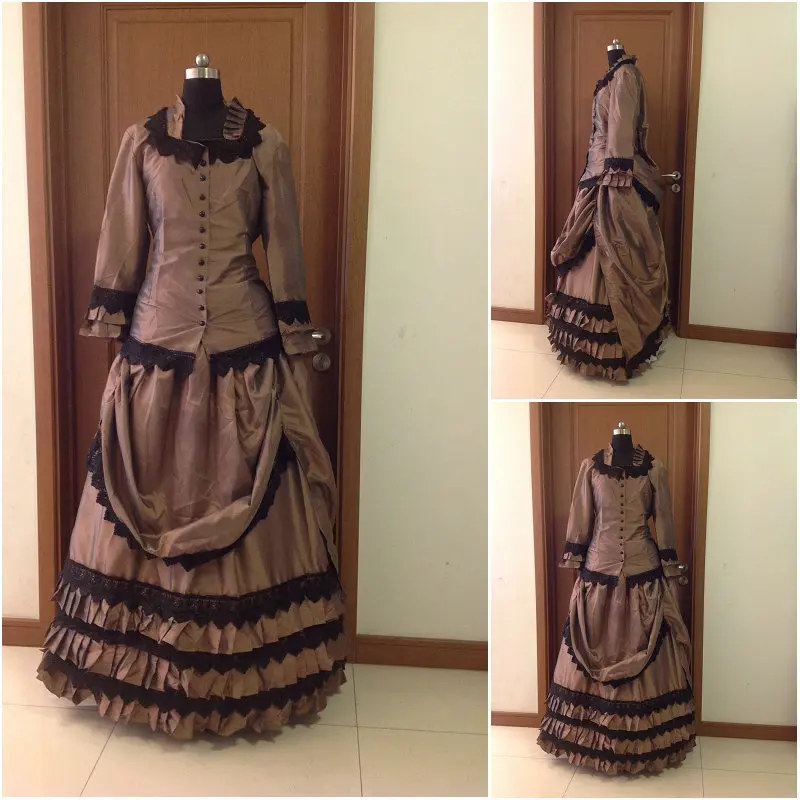 

1860S Victorian Corset Gothic/Civil War Southern Belle Ball Gown Dress Halloween dresses CUSTOM MADE XS-071