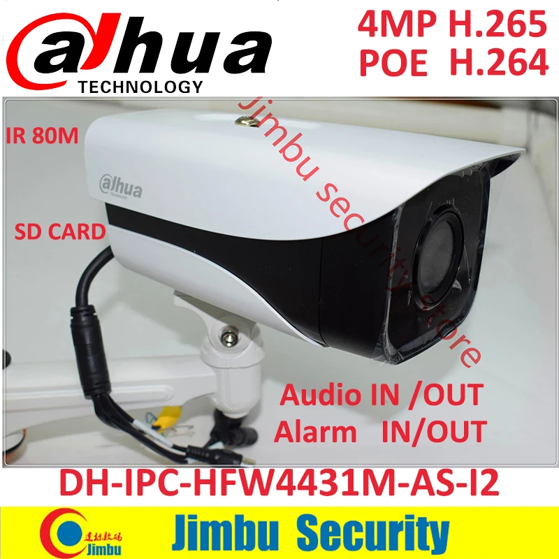 Dahua DH-IPC-HFW4431M-AS-I2 4MP H.265 4K camera Full HD Network IR Mini bullet network camera support POE with free bracket