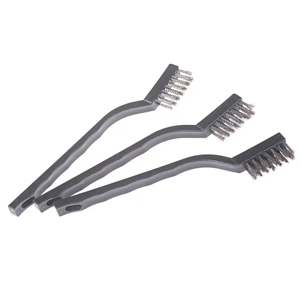 3x Steel Brush Set Small Cleaning Brushes Wire Rust Sparks Wheels Scrub FO
