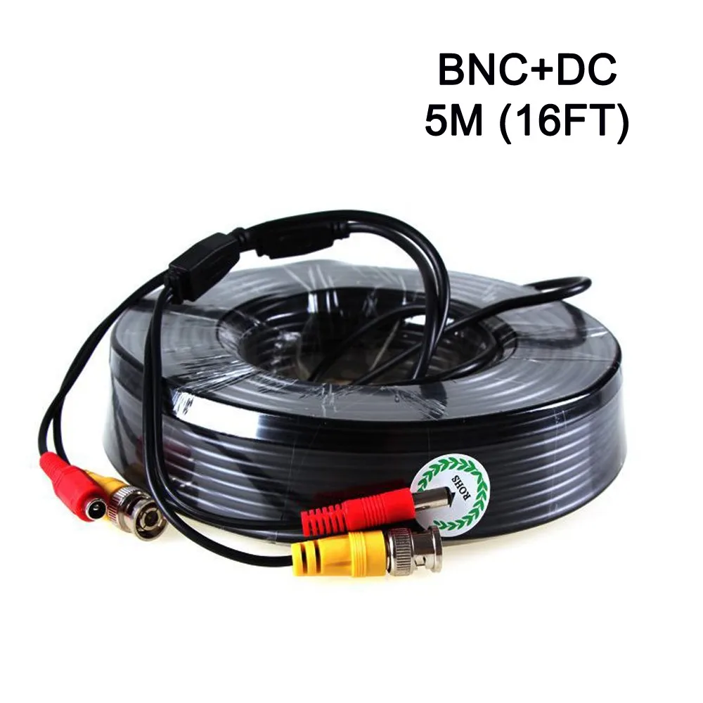 5 м черный BNC видео кабель питания Plug and Play для аналогового AHD CVI CCTV камеры