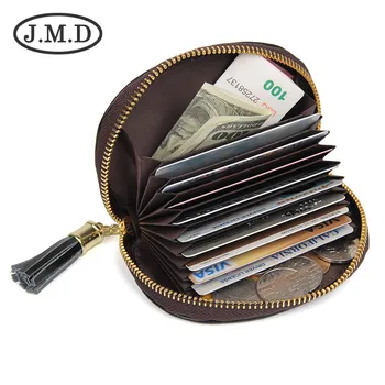 

J.M.D 2019 New Genuine Leather Wallet Men's Zipper Coin Purse RFID Shield Card Pack 8193