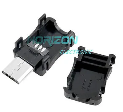 

10PCS DIY Micro USB 5 Pin T Port Male Plug Socket Connector&Plastic Cover