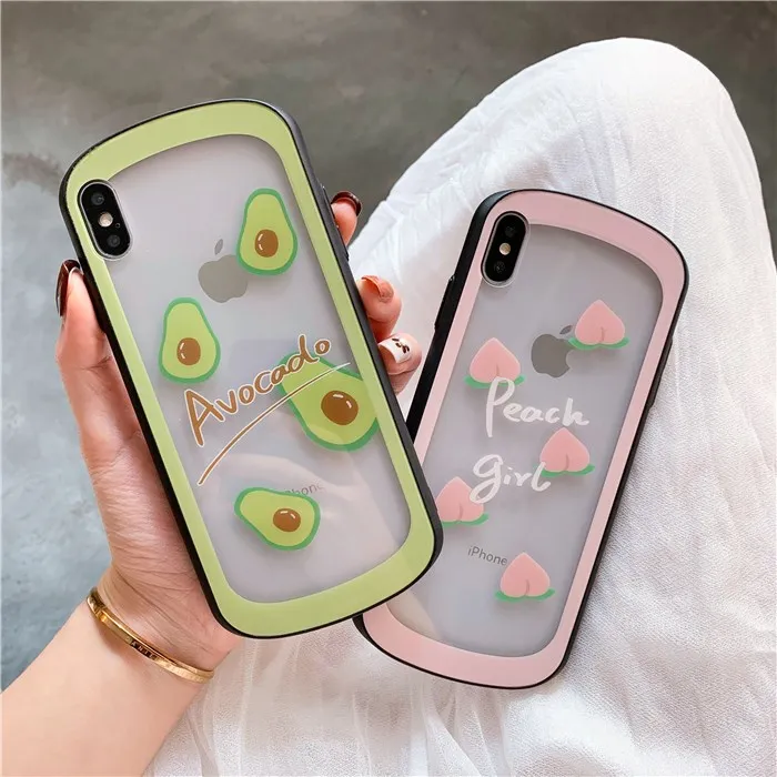 

Gimfun Cute Fresh Fruit Oval Phone Case for IPhone 7 6s 8 Plus Glass Case for Iphone X Xs Xsmax Xr Tpu Phone Case Fundas Female