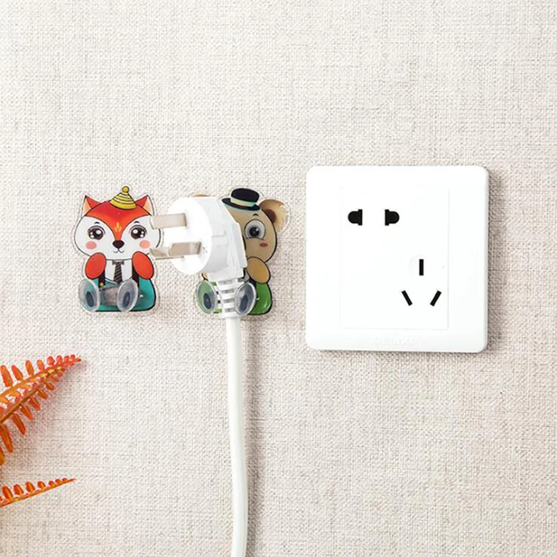 

Cartoon Power Plug Socket Holder Hanger Wall Storage Hook Home Office Wall Powerful Adhesive Plastic Hook High Quality