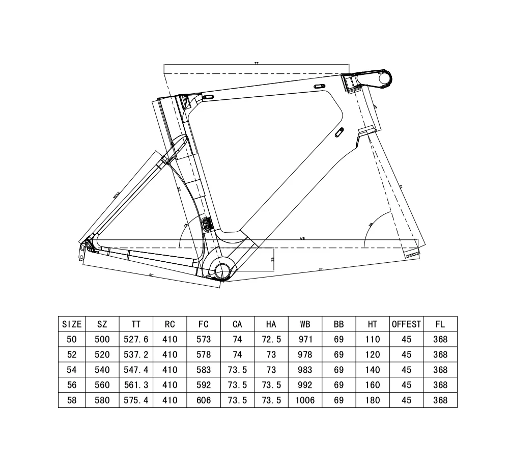 Top Full Carbon Road Bike Frame 880g Light carbon fiber bicycle frame fork seatpost clamp XXS XS S M 0