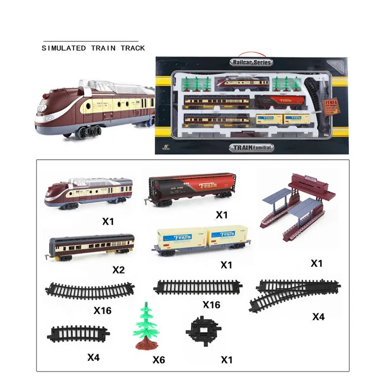 Трен Электрический Поезд Автомобиль железная дорога моторизованный триан трек Набор Модель Игрушки для мальчиков Игрушки для детей рождественские подарки - Цвет: Modern Styles