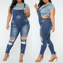 Комбинезоны большого размера женские джинсы длинные нагрудник отверстие брюки привлекательный тонкий карандаш брюки джинсовые узкие джинсы брюки# O02