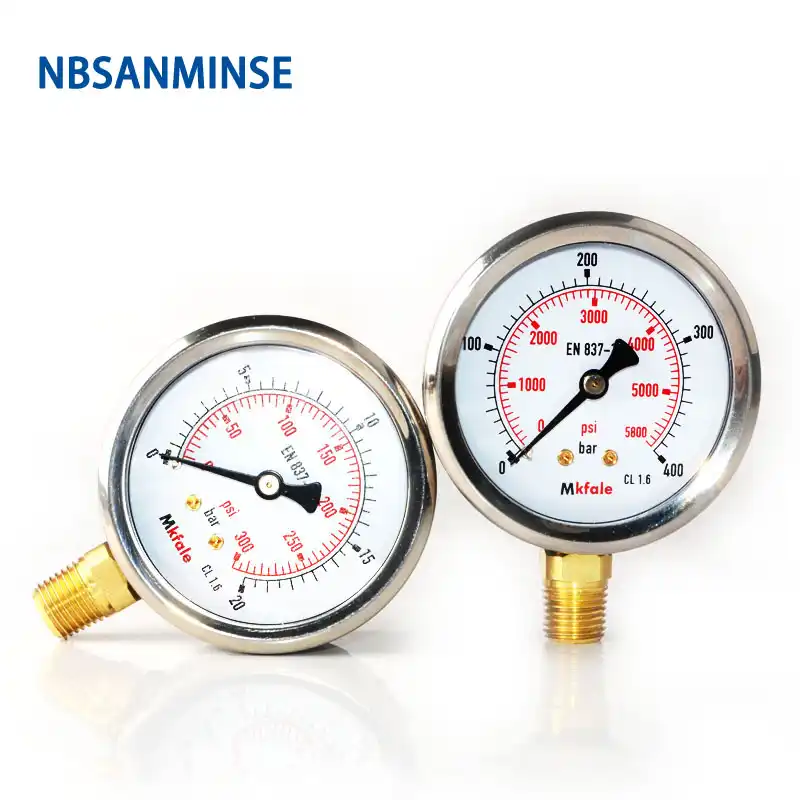 Mkfale Hydraulic Oil Pressure Gauge SM2SB63B/L 2.5 inch G1/4 Liquid Manometer Instruments