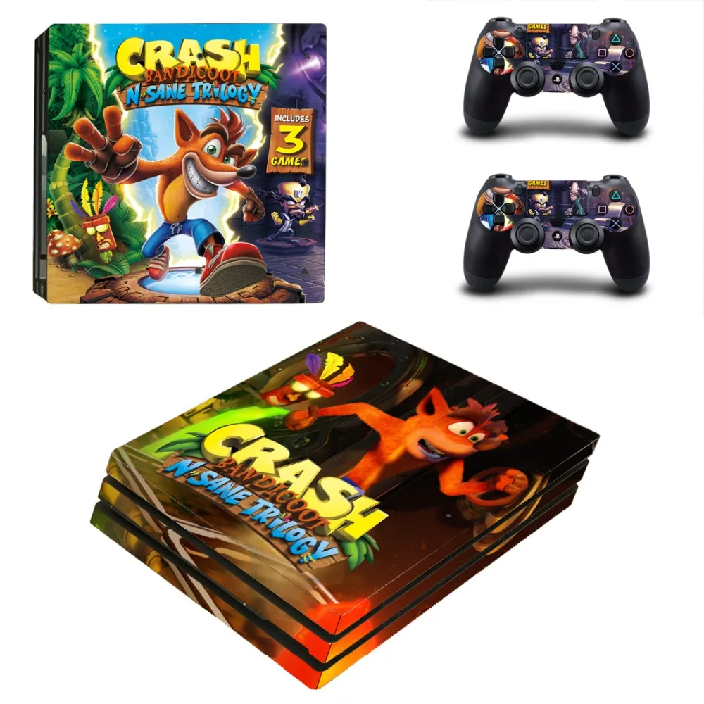 Аварии бандикут N Sane Trilogy PS4 Pro кожи виниловая наклейка, стикер для sony Playstation 4 консоли и 2 контроллеры PS4 Pro кожи