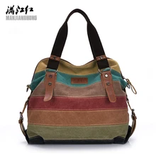 Canvas Tote Bags Striped Women Handbags Patchwork Women Shoulder Bag New Fashion Sac a Main Femme De Marque Casual Bolsos Mujer