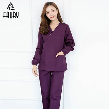 

Women Medical Uniforms Summer Surgical clothing Doctors Nurse Clothes Suits Brush Hand clothing Tops+Pans Set Hospital Work Wear