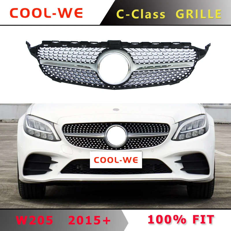 Алмазный гриль для Benz C180 C200 C250 C300 2015 2018|Гоночные решетки| |