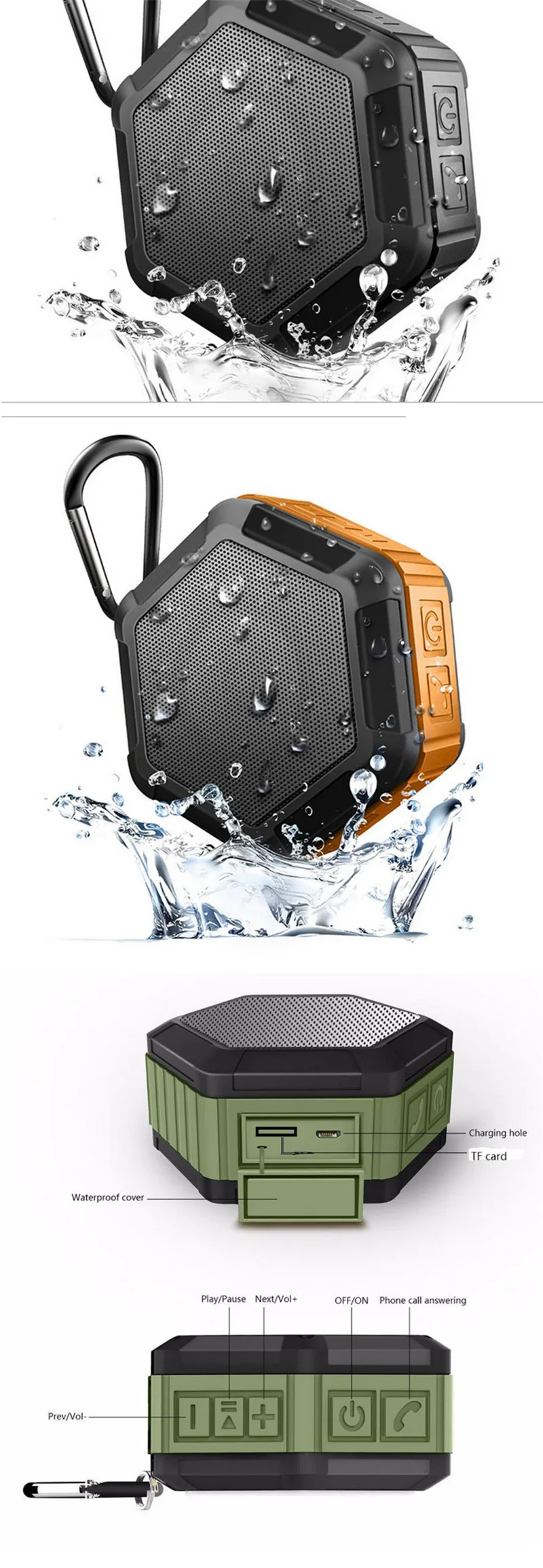 jbl clip 2 waterproof Speaker Bluetooth Speaker Mini Wireless Outdoors Sports Waterproof Subwoofer Portable Loudspeaker for Smartphone With Mic (3)