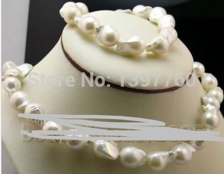 

Miss charm Jew.63 Lovely irregular Baroque Nuclear pearl 11-15mm necklace&bracelet sets 925s clasp (A0513)