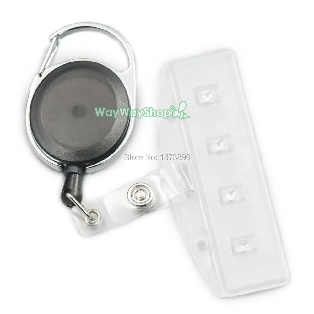 

5 pcs Premier Carabiner Retractable Badge Reel Server Waiter POS Swipe+ 5 pcs Half Card Holder