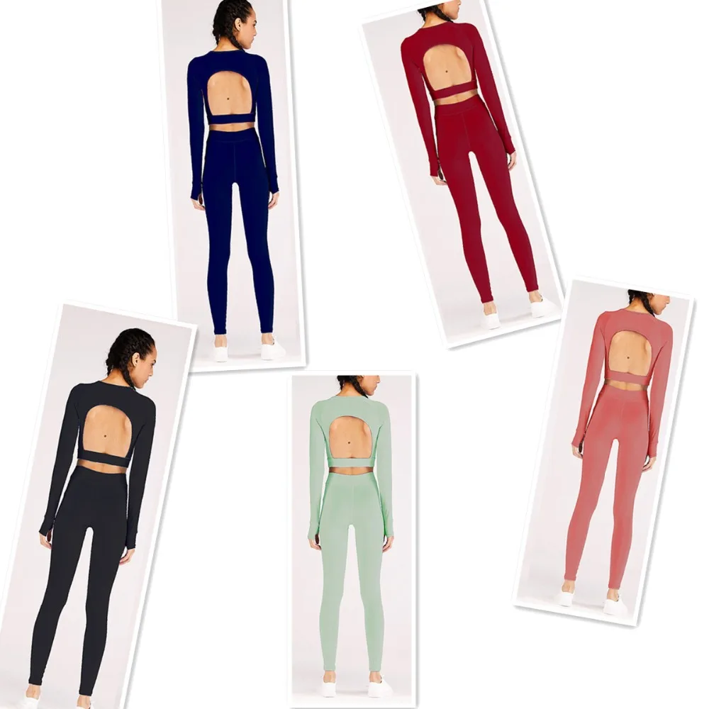 Vutru женский сексуальный комплект для йоги с открытой спиной, спортивный костюм для бега, женский спортивный костюм для фитнеса, 6 цветов, однотонная Спортивная одежда для тренировок
