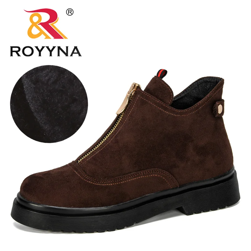 

ROYYNA 2019 New Designer Popular Women Winter Boots Classic Zipper Snow Ankle Boots Flock Warm Plush Women Outdoor Shoes Trendy