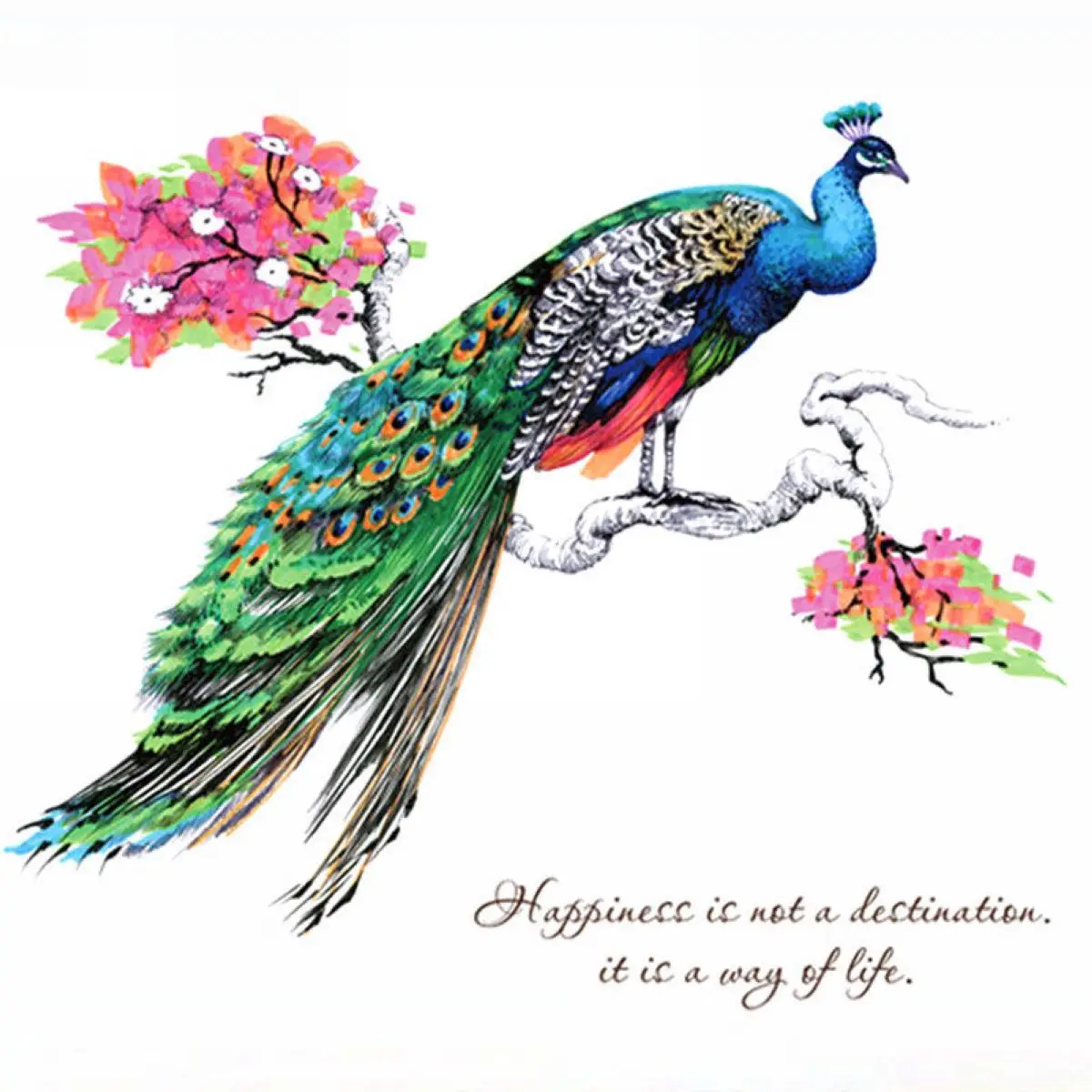 Mayitr Fancy Peacock Wall Sticker Vinyl Removable Living Room Animal