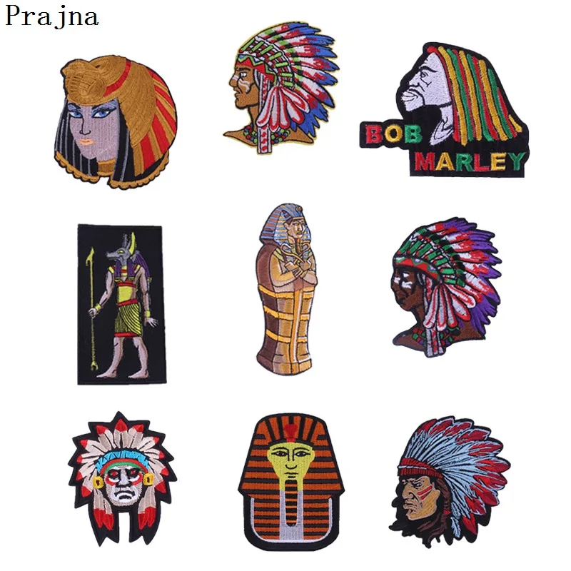 

Prajna Custom Egyptian Bob Marley Patch Rock Hippie Iron On Vintage Patches Cheap Embroidered Patches For Clothing Jacket Jeans