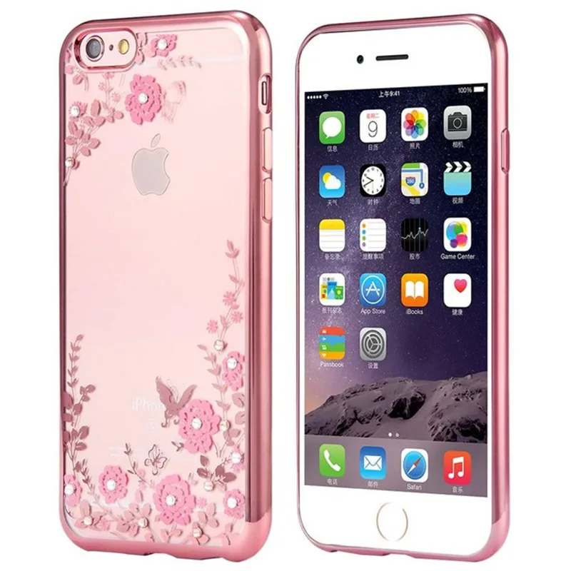 Чехол NFH Celular для iPhone 4, 4S, 5, 5S, SE, 6, 6S Plus, Роскошный чехол с блестящим узором для iPhone X, 5SE, 7, 8 Plus, гальванический бампер - Цвет: Rose