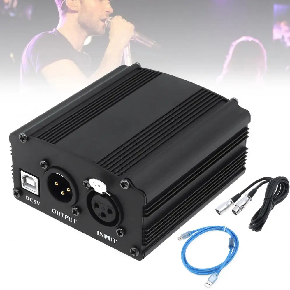 Фантомный источник питания USB 48 В 1 канальный с одним XLR аудиокабелем для