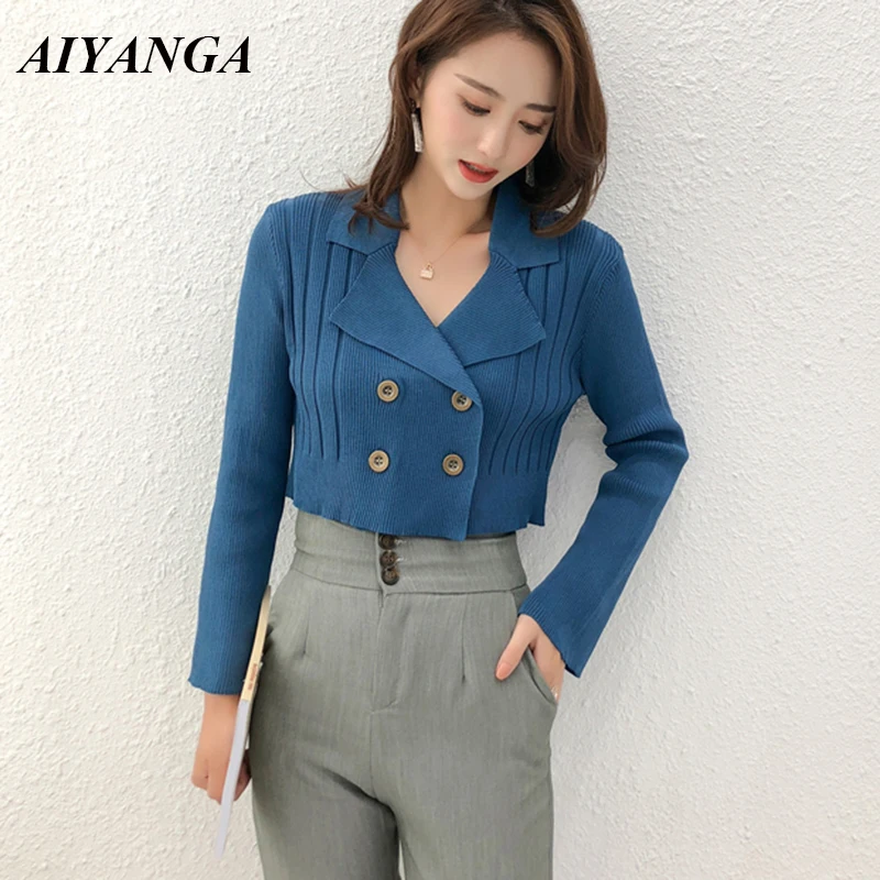Autumn Winter Knitted Cardigan Women 2018 Fashion Office Lady Knit Outerwear Extra Short Sweaters Long Sleeve Slim Pull Femme |