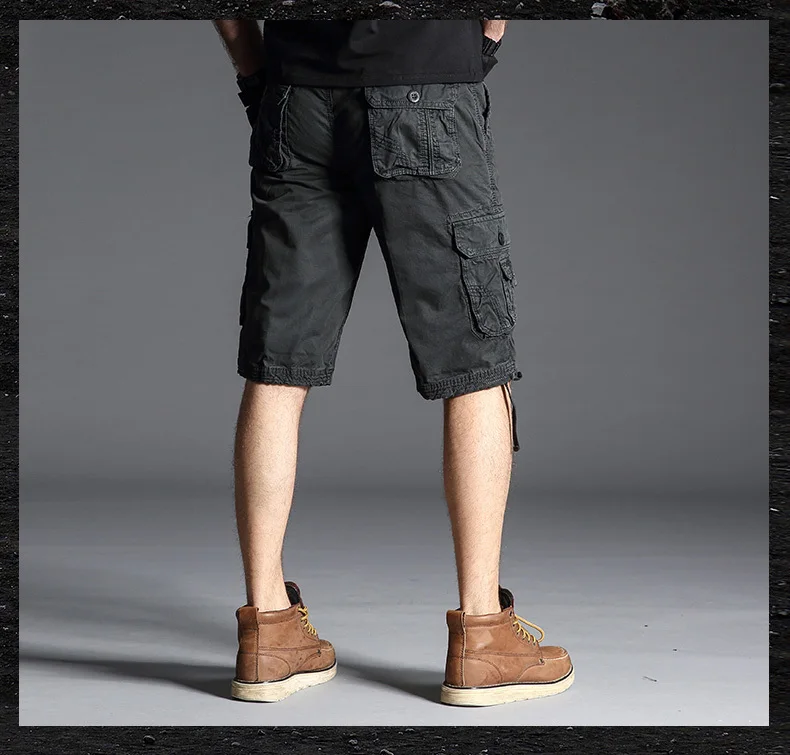 Для мужчин s военные штаны-карго из денима шорты 2019 Фирменная Новинка армейские камуфляжные шорты Для мужчин хлопка свободный работы