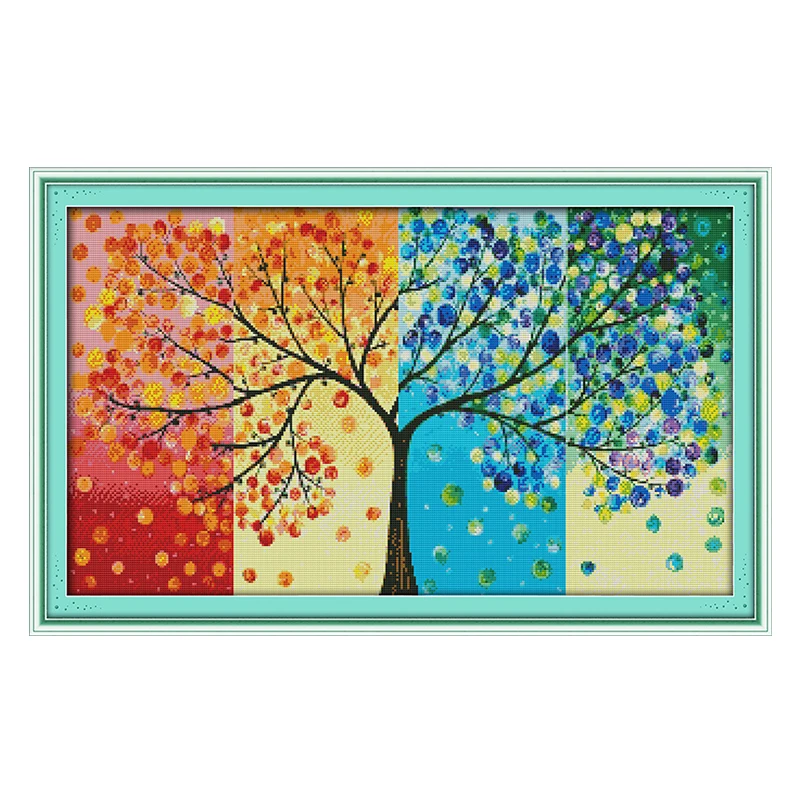 Joy Sunday вышивка крестиком четыре сезона денежное дерево DMC14CT11CTcottonfabric столовая гостиная ресторан домашняя картина для отеля