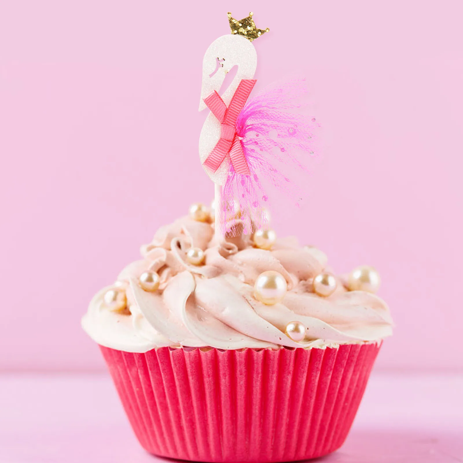 Glitter Crown Flamingo Cupcake Cake Topper Picks For Diy Baby