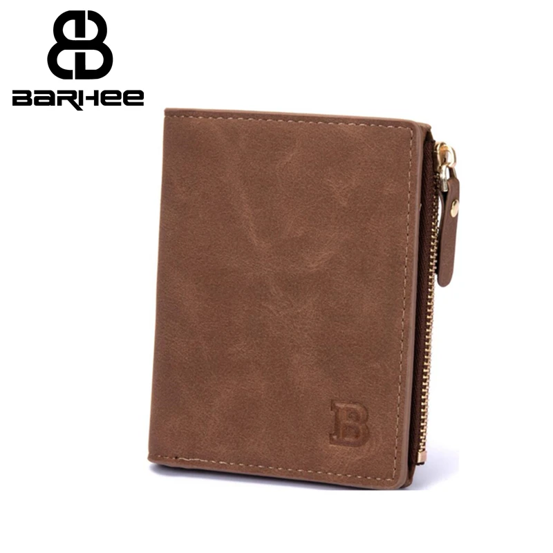 

2018 Two fold Men Small Wallet with Zipper Coin Pocket Nubuck PU Leather Female Purse Short Men's wallets male bag sac a main