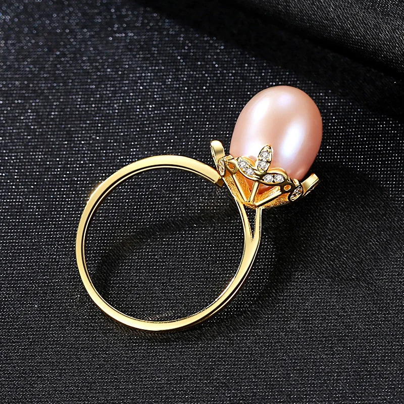 Freshwater Pearl Ring Vintage 925 Sterling silver rings Natural Pearl Fine Jewelry Adjustable 925 ring hyperbole Freshwater