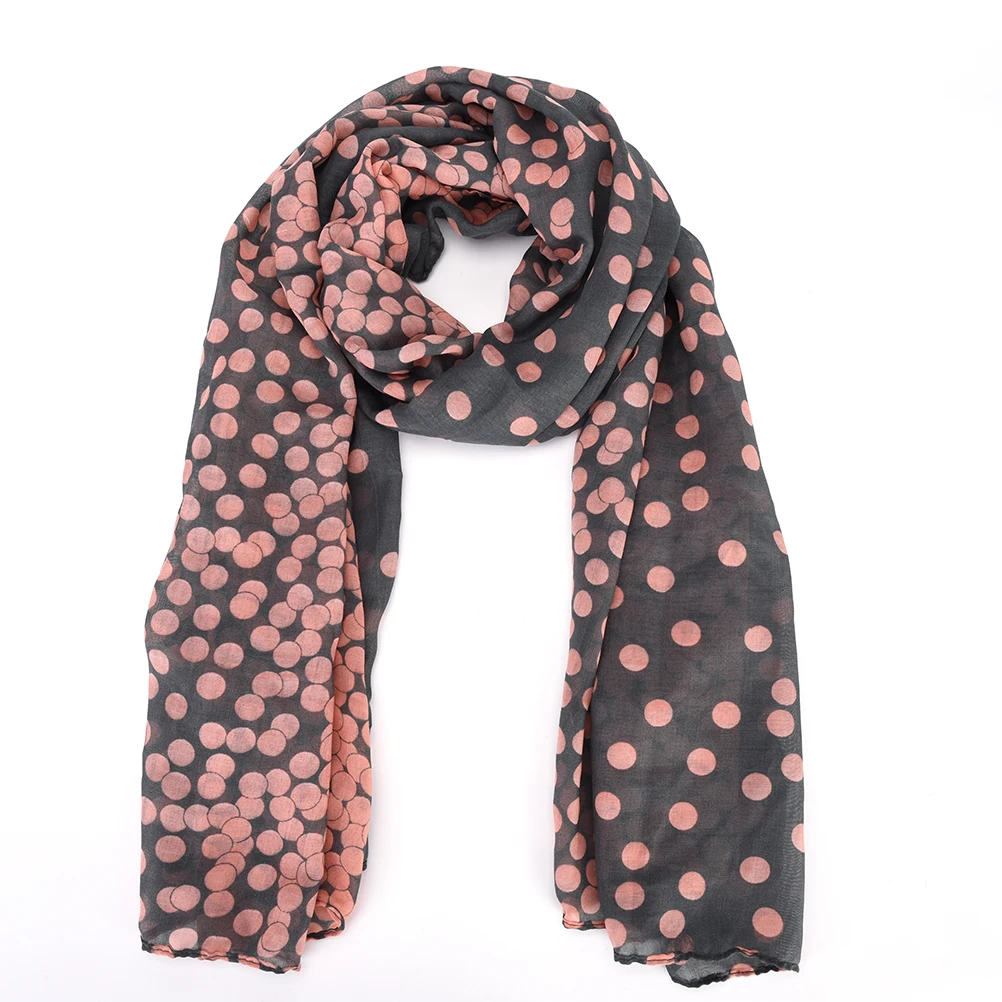 

Hot 2 Colors Pink Grey Women Lady Wrap Shawl Spring Autumn Warm Soft Long Voile Neck Large Dots Scarf