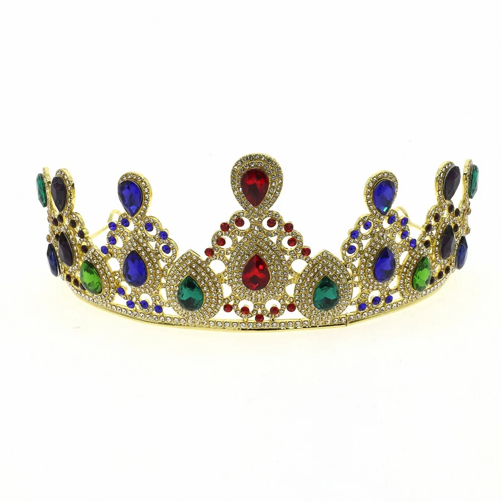 

ASNORA Colorful Rhinestone Crown Hairband Vintage Crystal Bridal Tiara Wedding Accessory Women Party Pageant Flower Jewelry