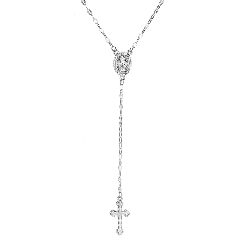 Модные четки, ожерелье с длинным крестом, ювелирные изделия на шею, колье, женское колье