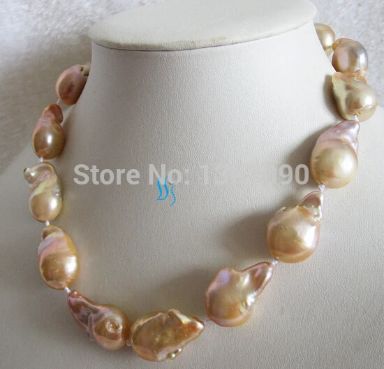 

000565 13-16mm Pink Beadnucleated Baroque Pearl Necklace
