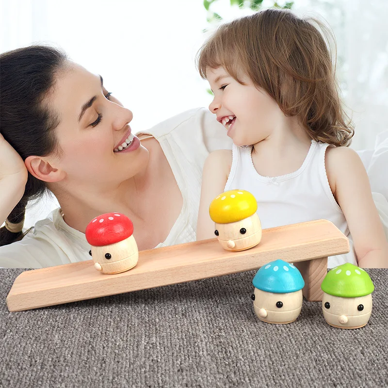 

Small mushroom silde wood children's intelligence Montgomery early childhood baby 1-3 year old toy mushroom slide baby toy gift