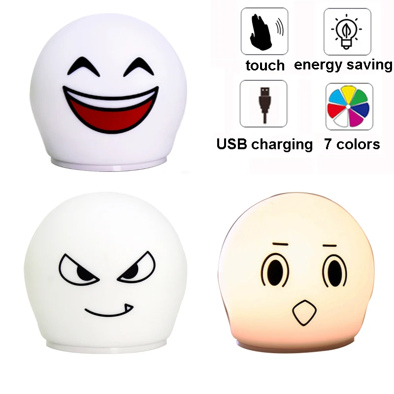 

Rechargeable 7 Color Changing Round Bubble Night Light Silicone LED Lamps Baby Nursery Touch Sensor Light Home Bedroom Decor