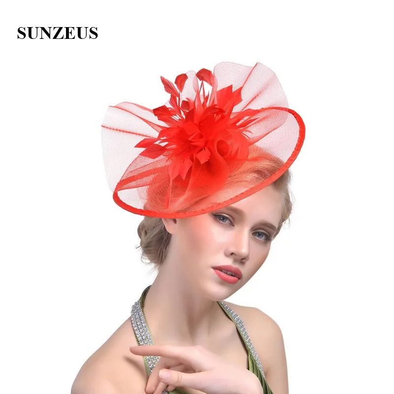 

Ladies Wedding Hats for Bridal Feathers Wedding Accessories Tulle Fascinators Women's Party Hats chapeu casamento SH35