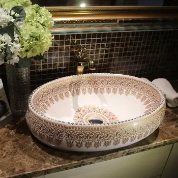 

Jingdezhen Bathroom ceramic sink wash basin Porcelain Counter Top Wash Basin Bathroom Sinks bathroom wash basin ceramic oval