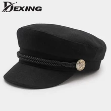 Осенне-зимний берет, Женская Шерстяная кепка newsboy, женская черная Весенняя однотонная Повседневная Кепка для художника, кепка для яхты