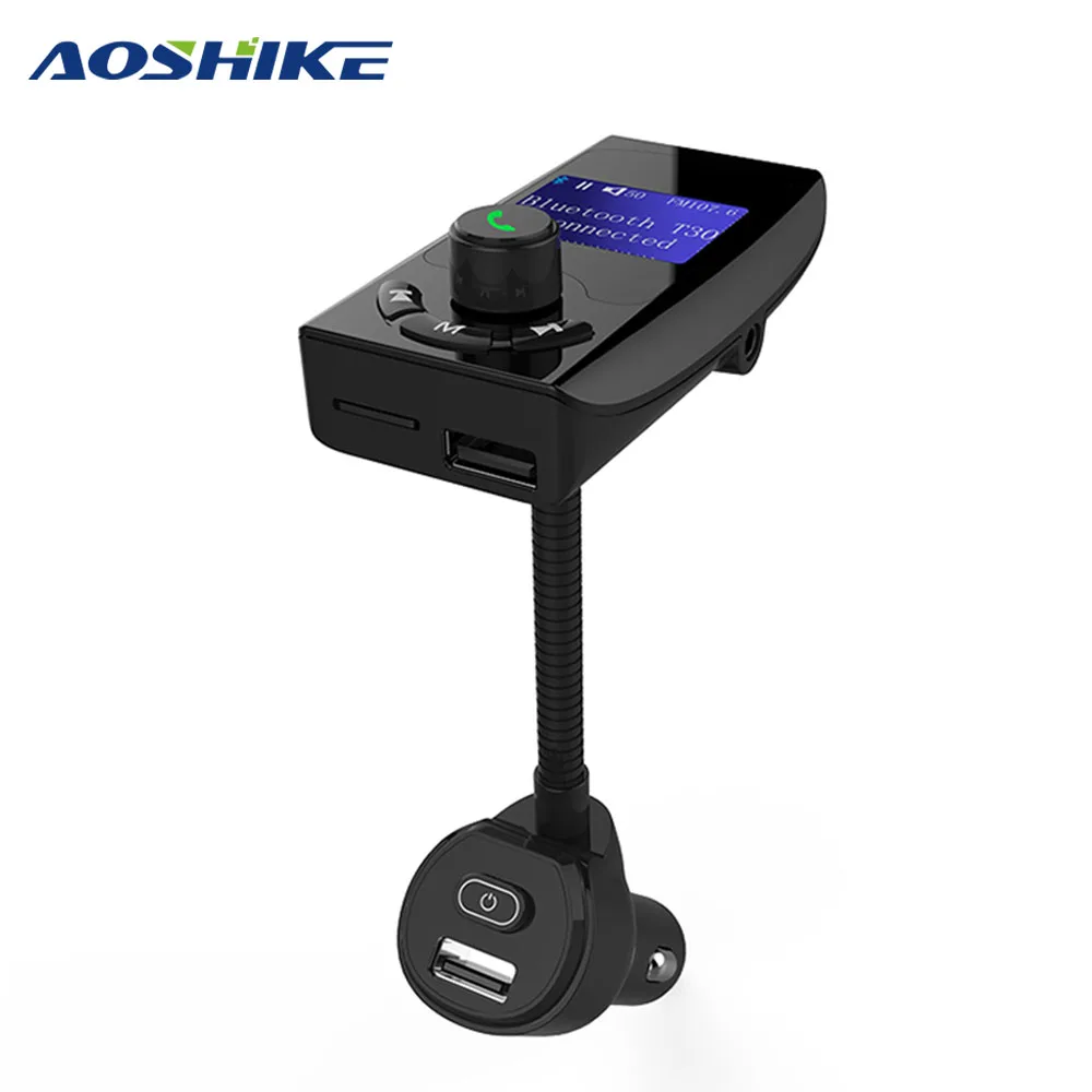 AOSHIKE Bluetooth автомобильный комплект громкой связи fm-передатчик AUX воспроизведение 5