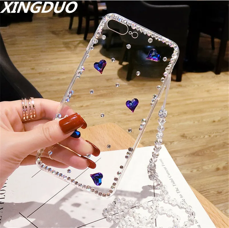 

XINGDUO 3D Luxury Bling Crystal Rhinestone Cases For Xiaomi Redmi note 5 6 7/note 6 pro/Xiaomi mi 8 mi 9 Diamond girl phone Case