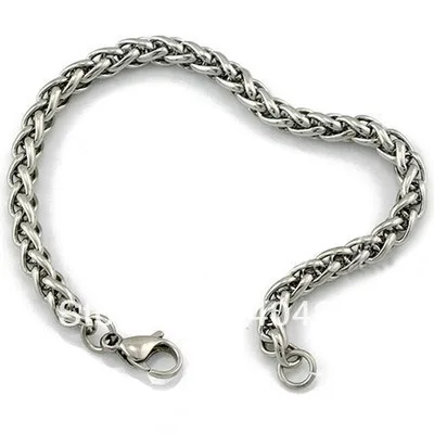 

Men Women Solid 316L Stainless Steel Twist Chain Bracelet 6-7-8mm width 7"-9" Ladies Foxtail Link Chain bracelet