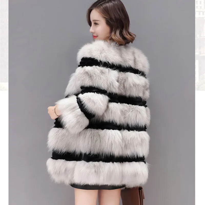 QAZXSW Fox Fur Coat 2017 New Autumn and Winter Real Fur Jacket Women Fashion Fox Fur Jacket Female Parkas LH1306