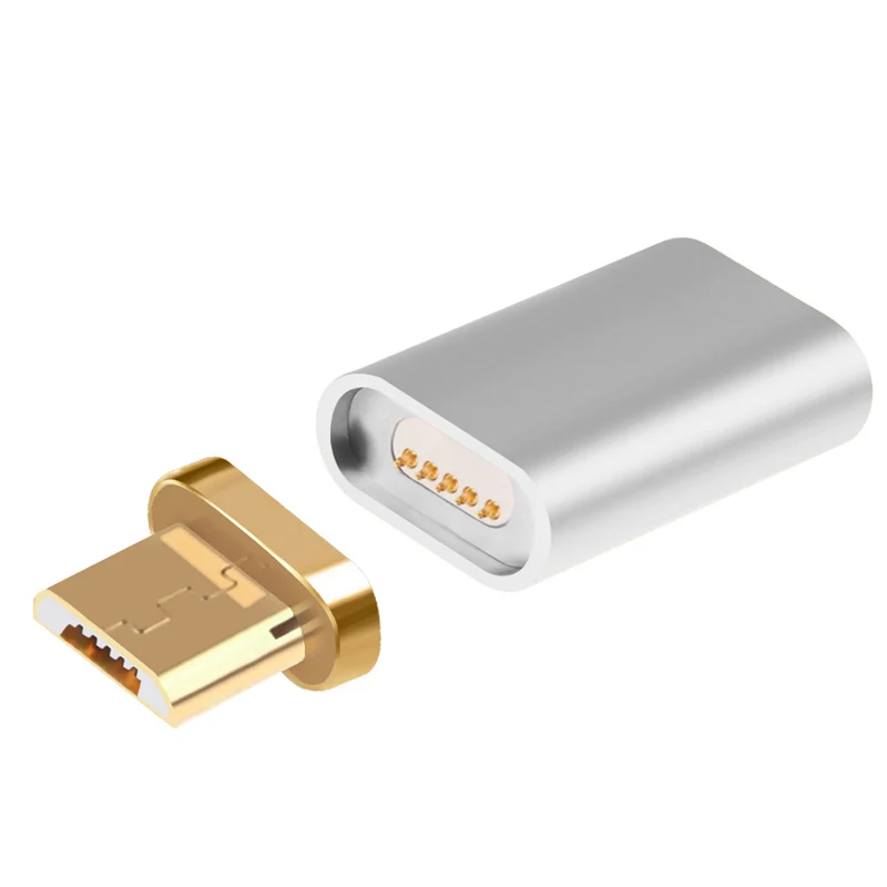 BBSW Micro USB Магнитный кабель с переходником для зарядного устройства для SAMSUNG HUAWEI XIAOMI Android Автоматическая Адсорбция Магнитный кабель передачи данных конвертер - Цвет: Серебристый